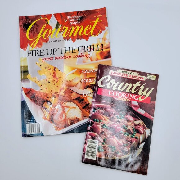Vintage Cookbooks Gourmet June 2000 Country Cooking December 1988 Cooking Recipe - Picture 1 of 15